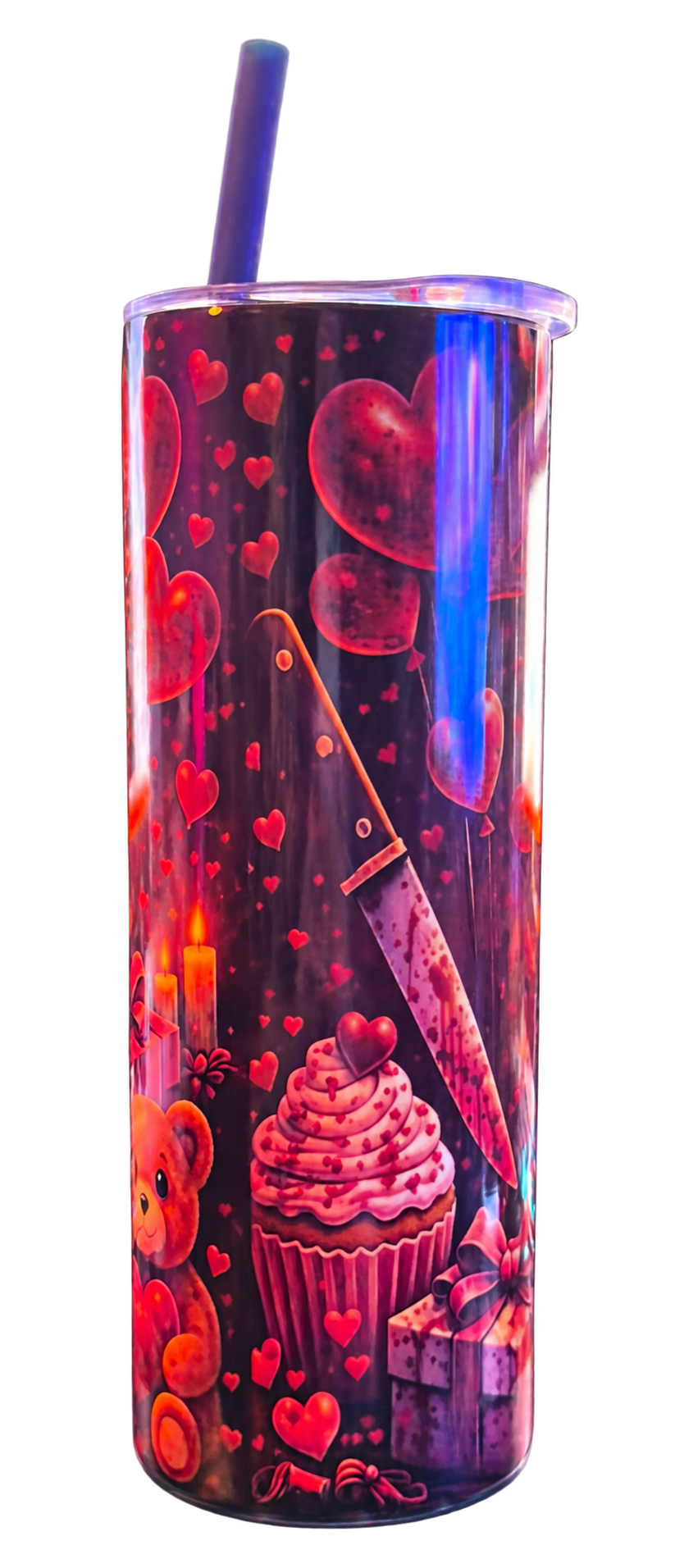 Valentine Clown Portrait Tumbler - actual reverse; photographed item, background removed