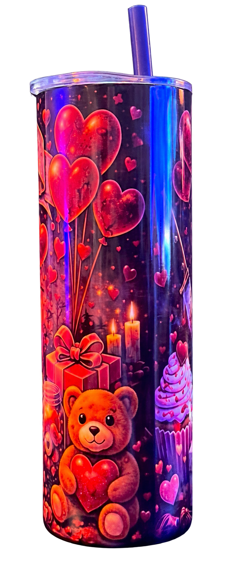 Freddy Valentine Horror Tumbler - actual reverse; photographed item, background removed