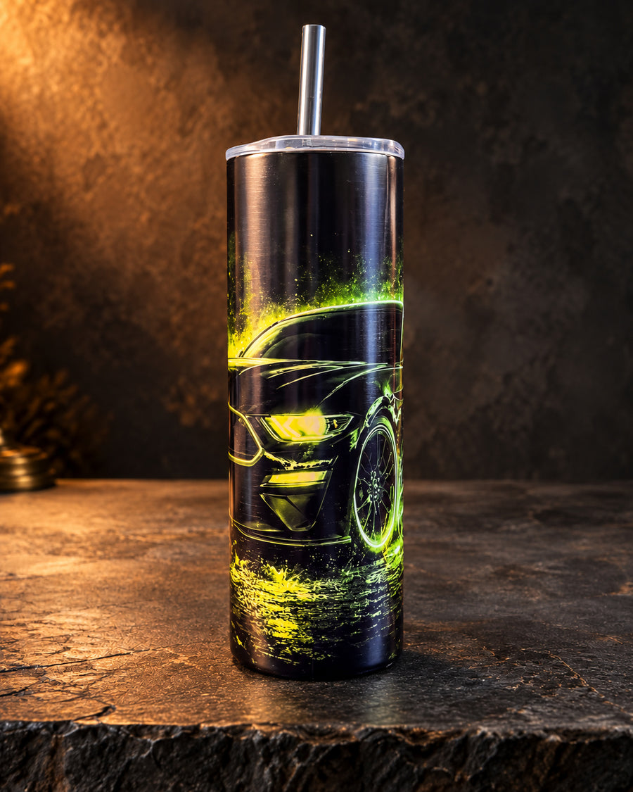 Neon Mustang Car Tumbler - Blem